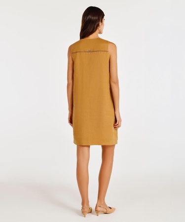  V Yaka Kolsuz Diz Üstü Elbise
