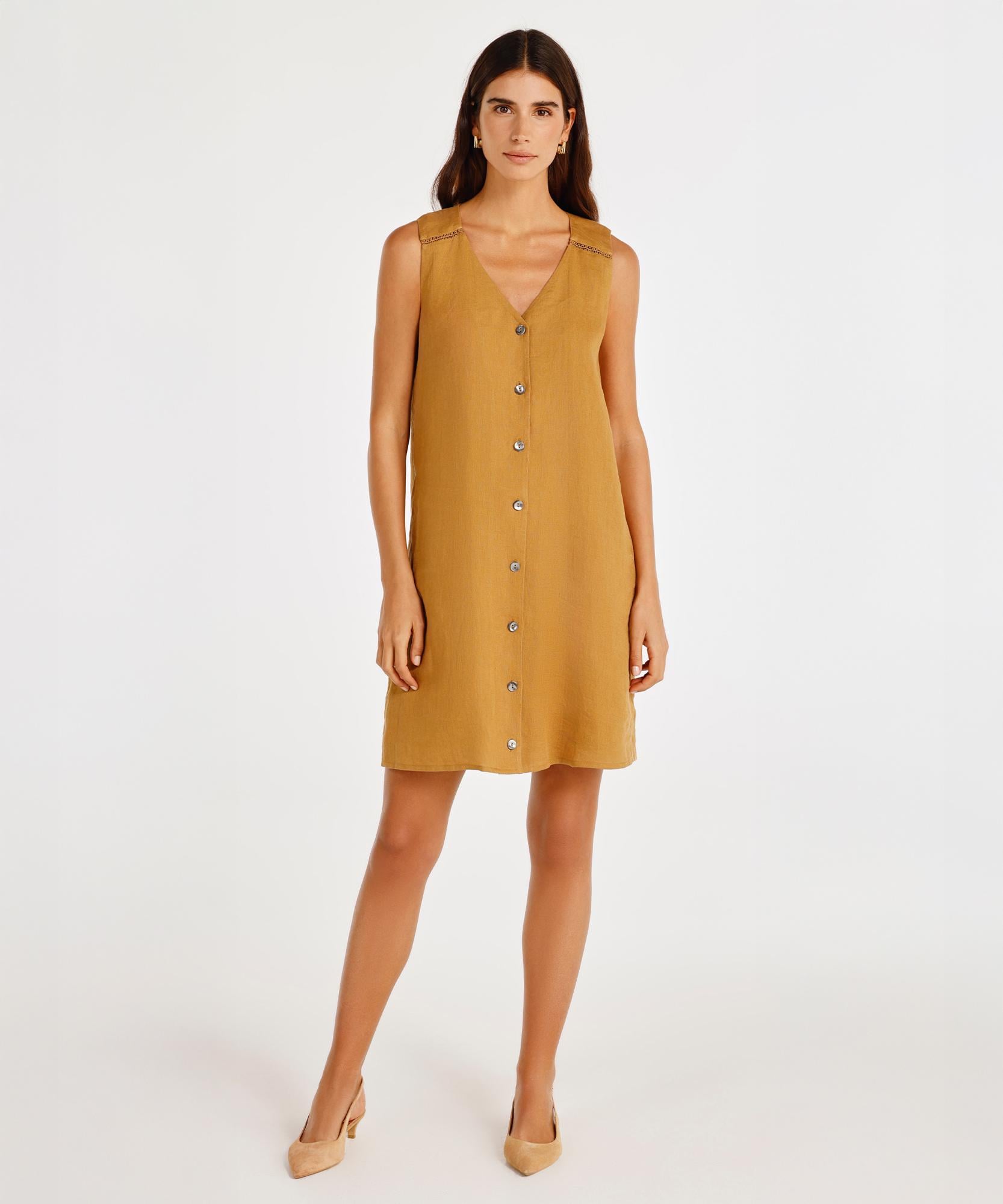  YARGICI V Yaka Kolsuz Diz Üstü Elbise