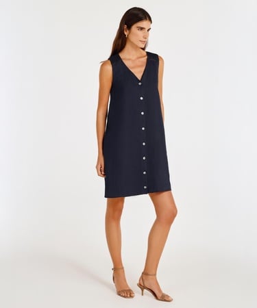  V Yaka Kolsuz Diz Üstü Elbise