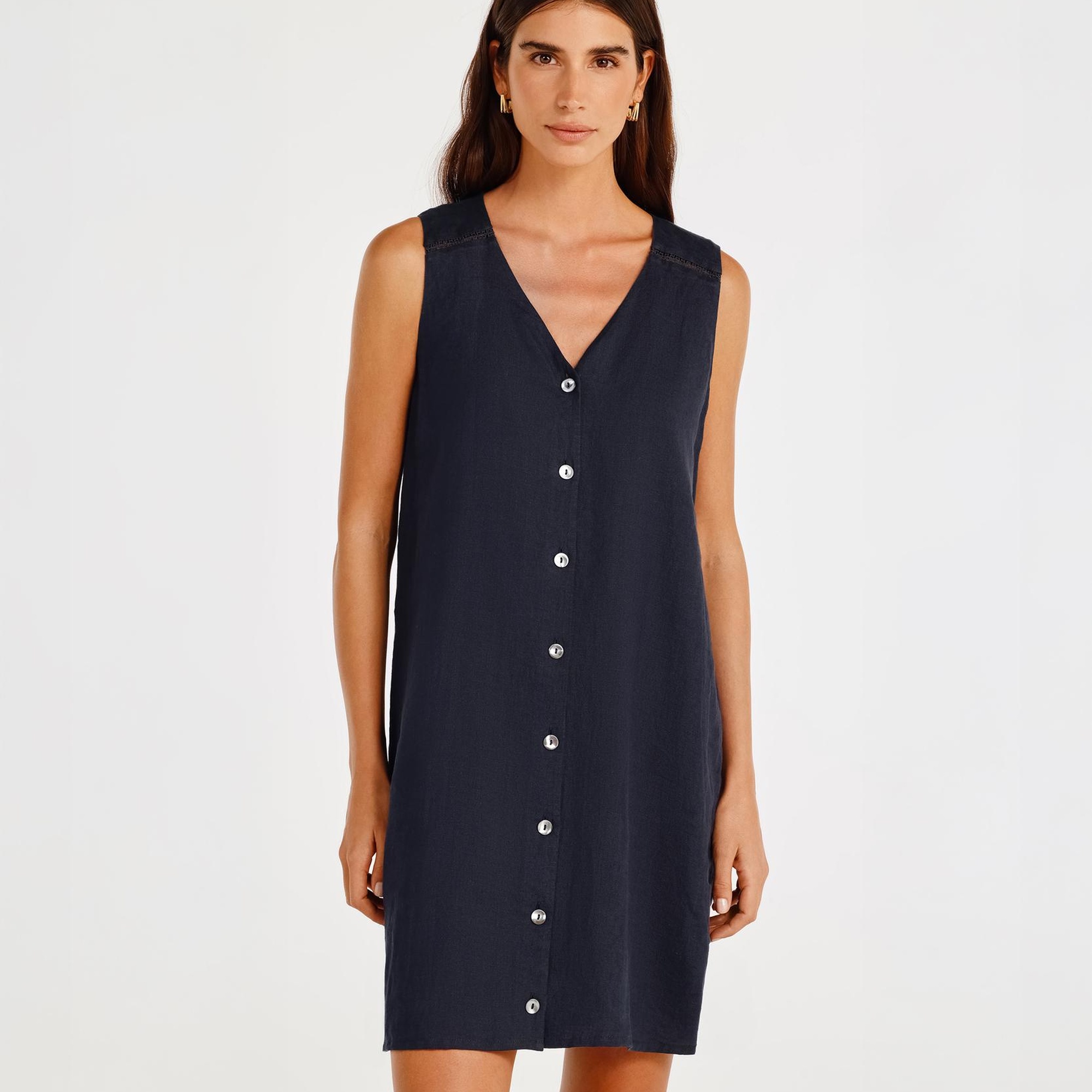 V Yaka Kolsuz Diz Üstü Elbise