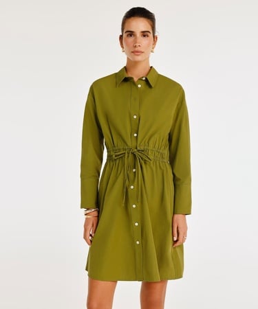  YARGICI Kemer Detaylı Uzun Kollu Gömlek Elbise