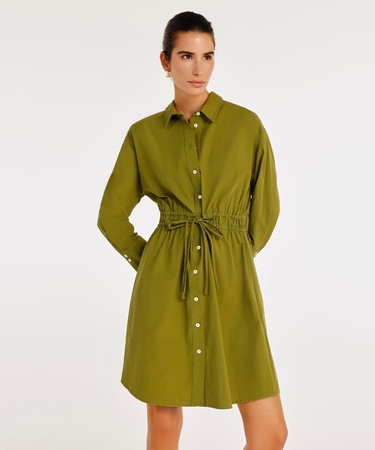  YARGICI Kemer Detaylı Uzun Kollu Gömlek Elbise