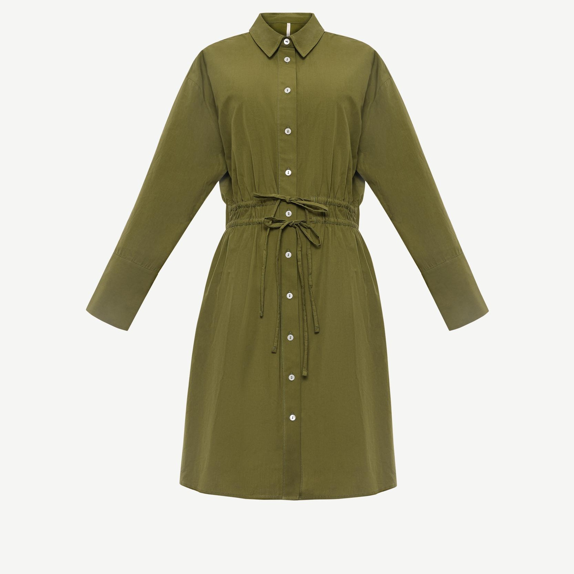 YARGICI Kemer Detaylı Uzun Kollu Gömlek Elbise