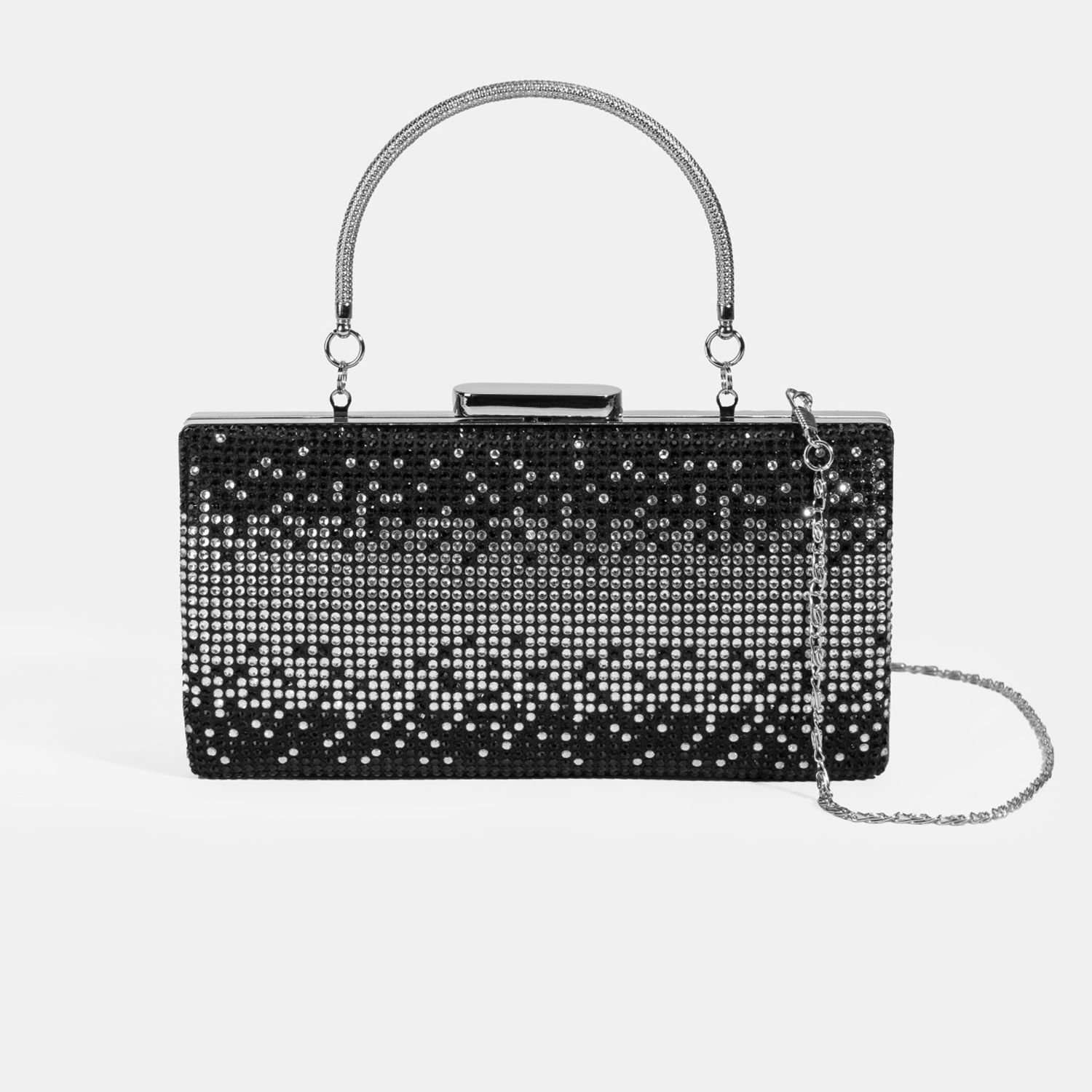  Kadın Siyah Taş Detaylı Gece El Çantası