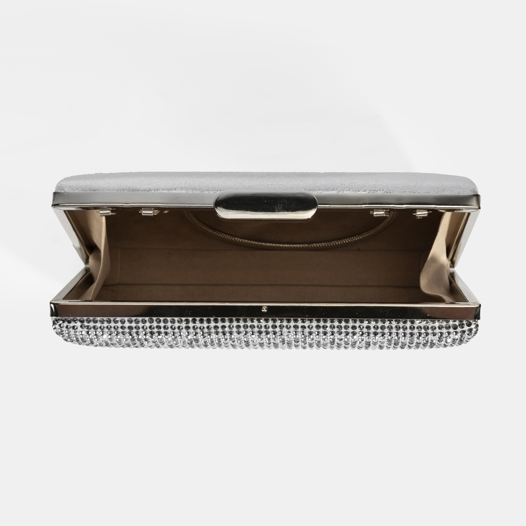 Kadın Gümüş Taş Detaylı Gece El Çantası