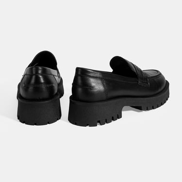  Kadın Siyah Deri Loafer