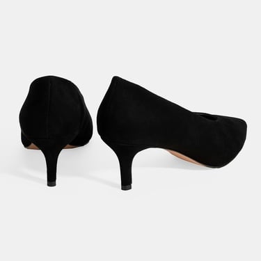  Kadın Siyah Klasik Süet Topuklu Ayakkabı