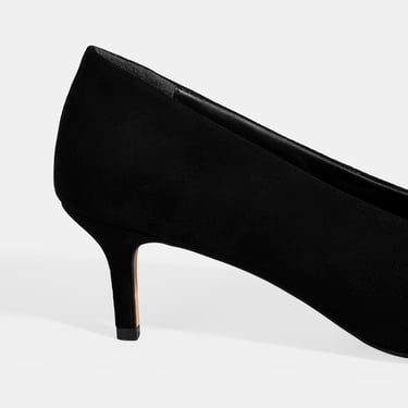  Kadın Siyah Klasik Süet Topuklu Ayakkabı