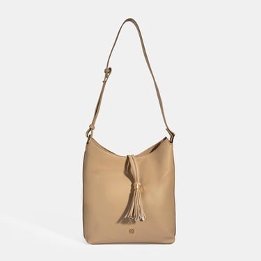  Kadın Bej Püskül Detaylı Omuz Çantası