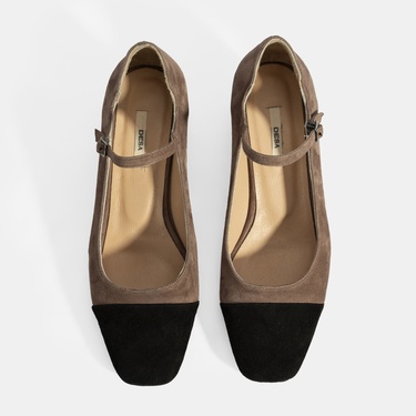  Kadın Vizon Ayarlanabilir Tokalı Süet Topuklu Ayakkabı