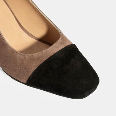  Kadın Vizon Ayarlanabilir Tokalı Süet Topuklu Ayakkabı