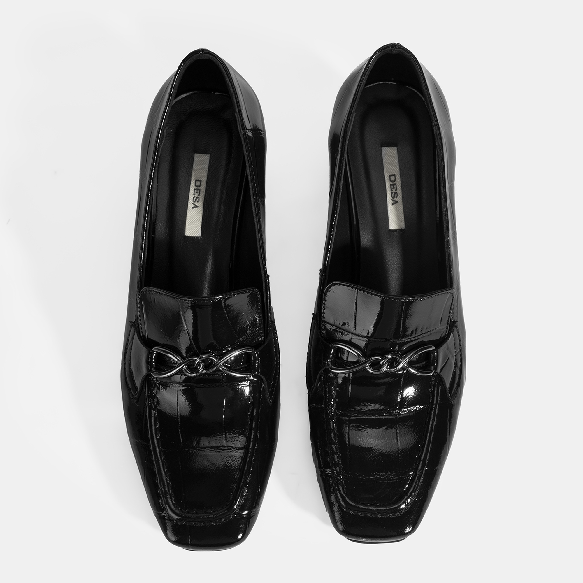 Kadın Siyah Kroko Baskılı Topuklu Rugan Loafer