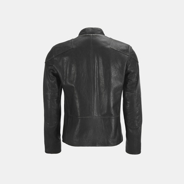  Erkek Siyah Eskitme Deri Mont