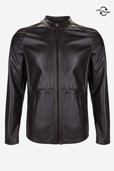  Valmenti Erkek Hakiki Deri Kahverengi Deri Mont