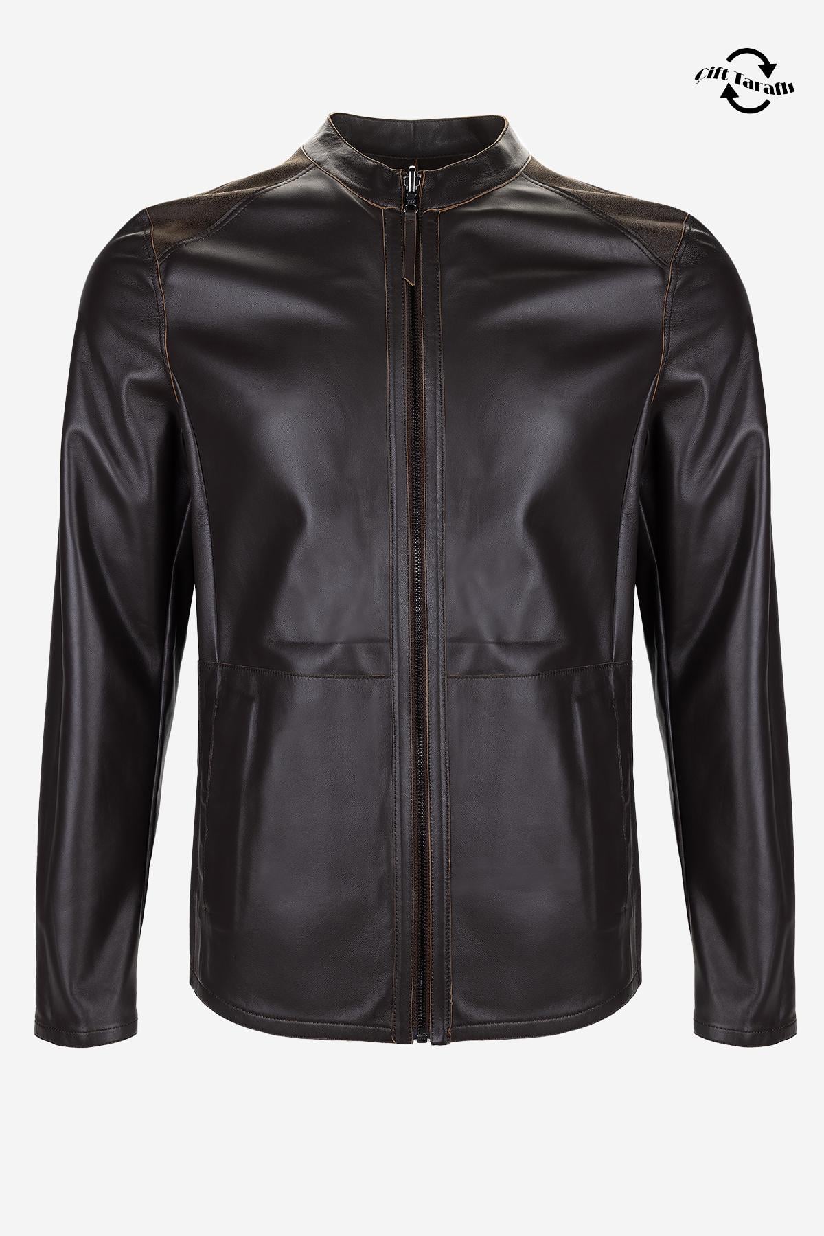  Valmenti Erkek Hakiki Deri Kahverengi Deri Mont