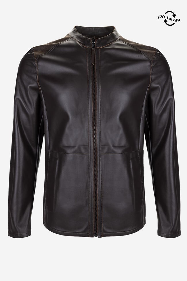  Valmenti Erkek Hakiki Deri Kahverengi Deri Mont