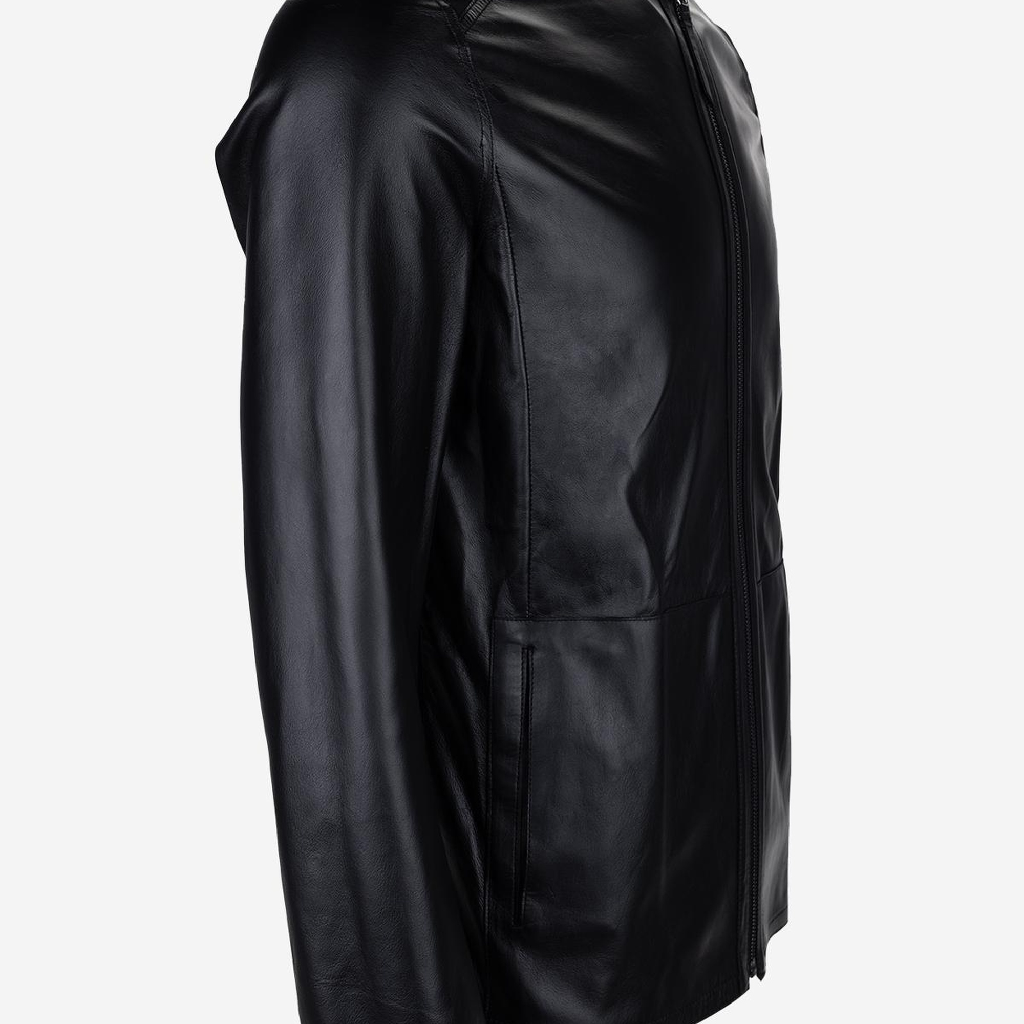 Valmenti Erkek Hakiki Deri Siyah Süet Deri Mont