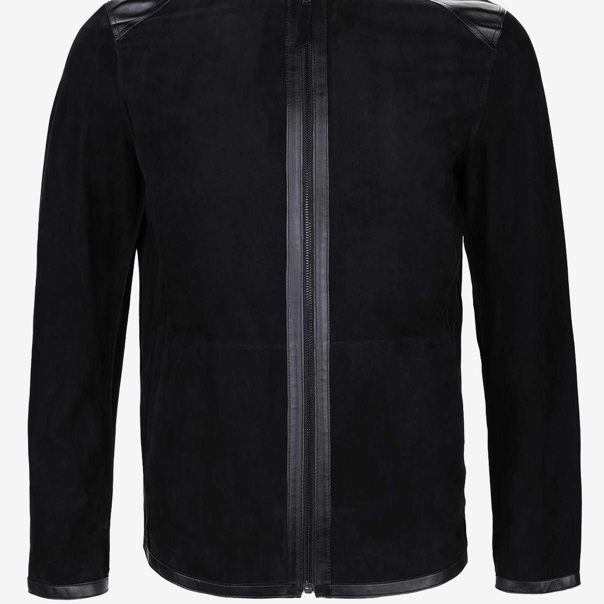 Valmenti Erkek Hakiki Deri Siyah Süet Deri Mont