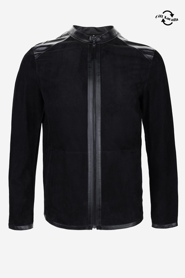  Valmenti Erkek Hakiki Deri Siyah Süet Deri Mont