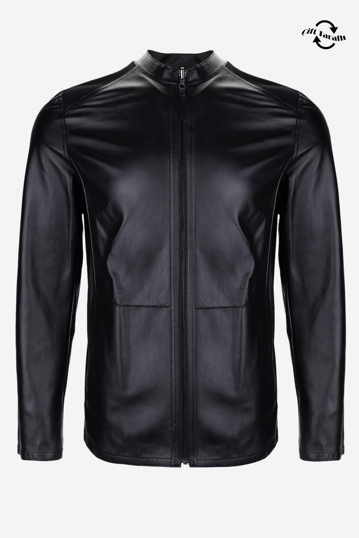  Valmenti Erkek Hakiki Deri Siyah Süet Deri Mont