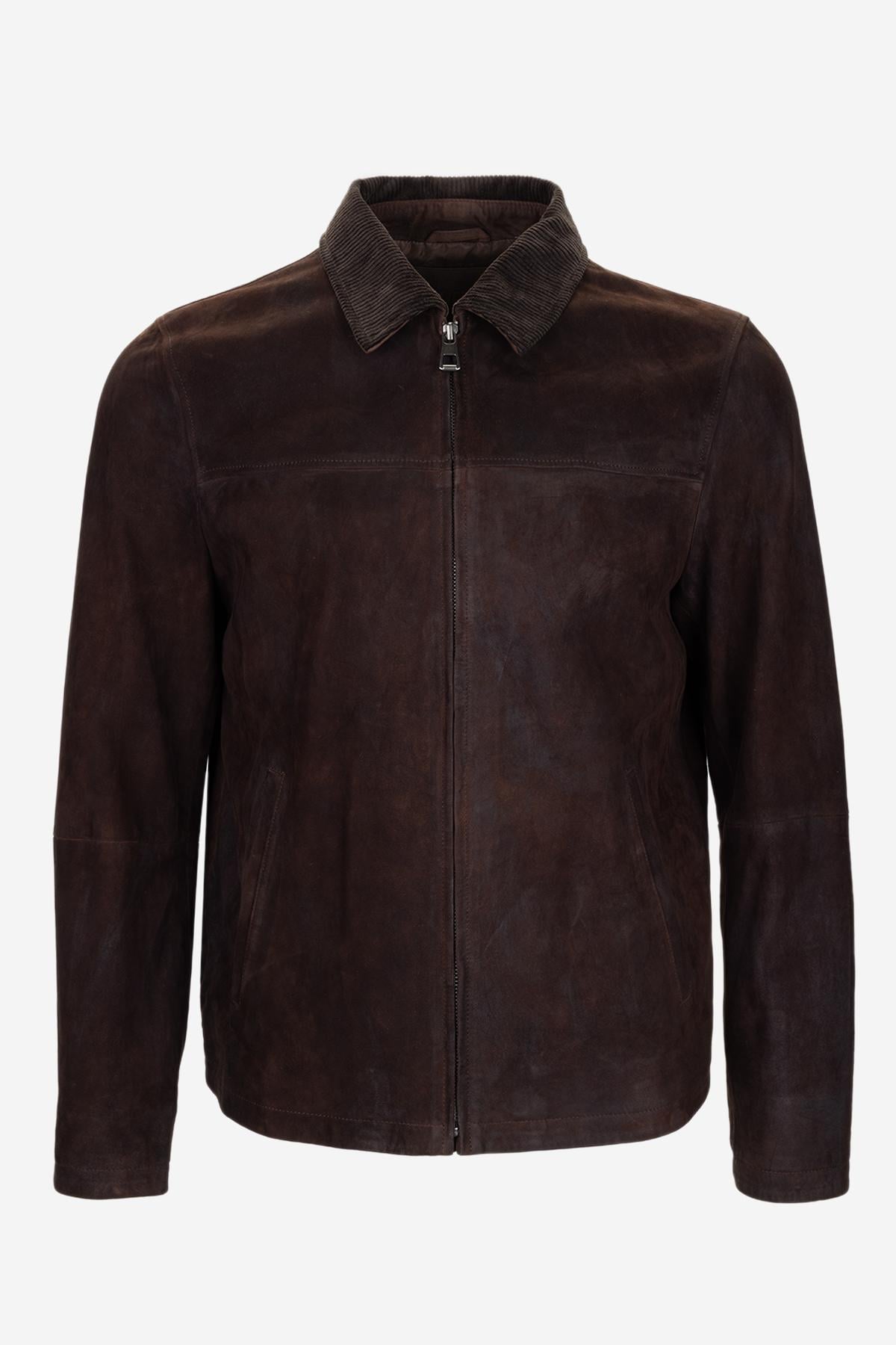  Valmenti Erkek Kahverengi Hakiki Deri Deri Mont