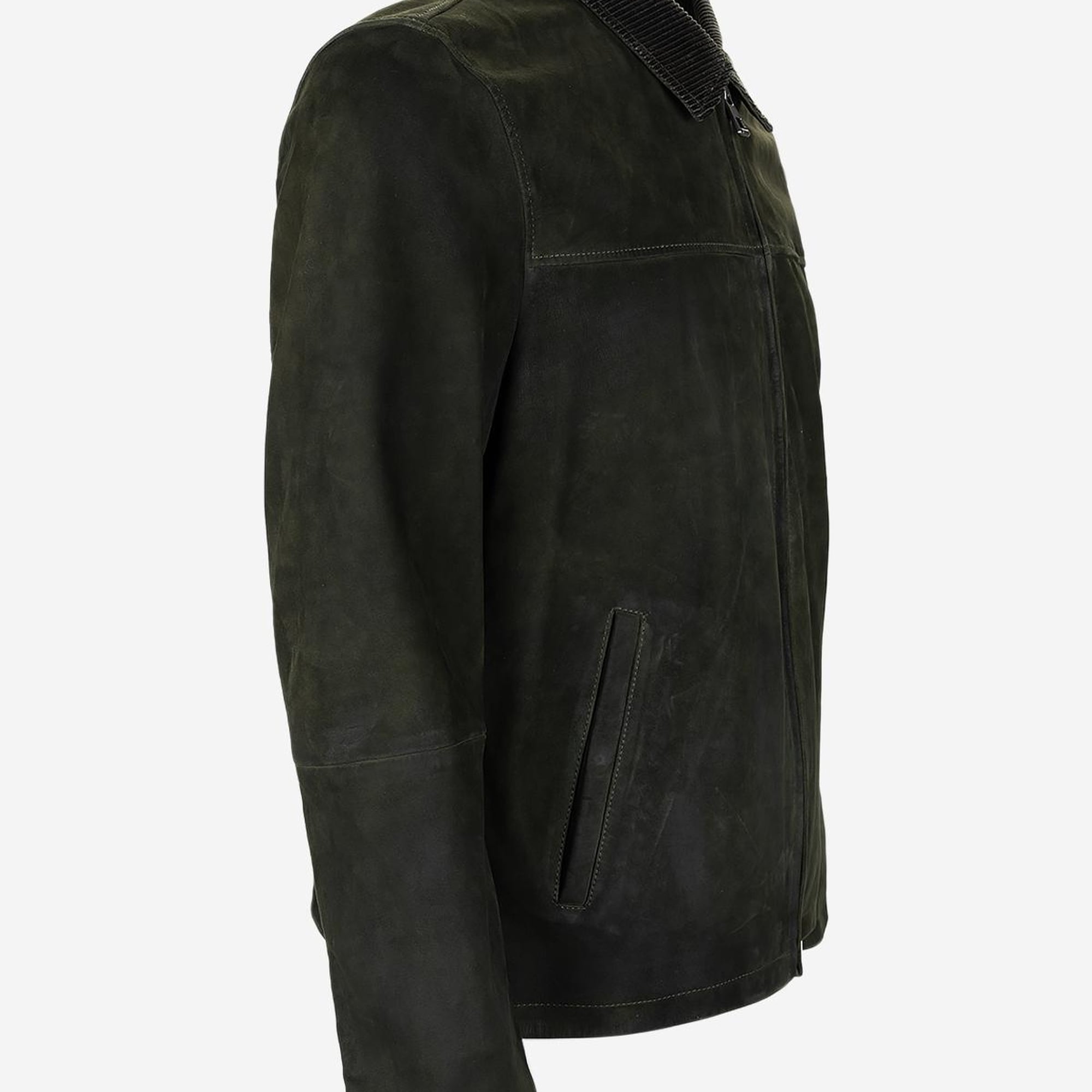 Valmenti Erkek Haki Hakiki Deri Deri Mont