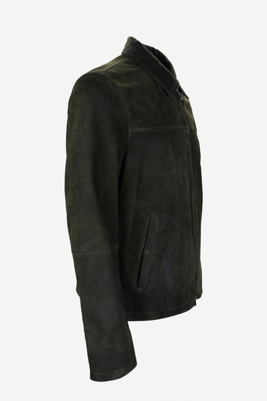  Valmenti Erkek Haki Hakiki Deri Deri Mont