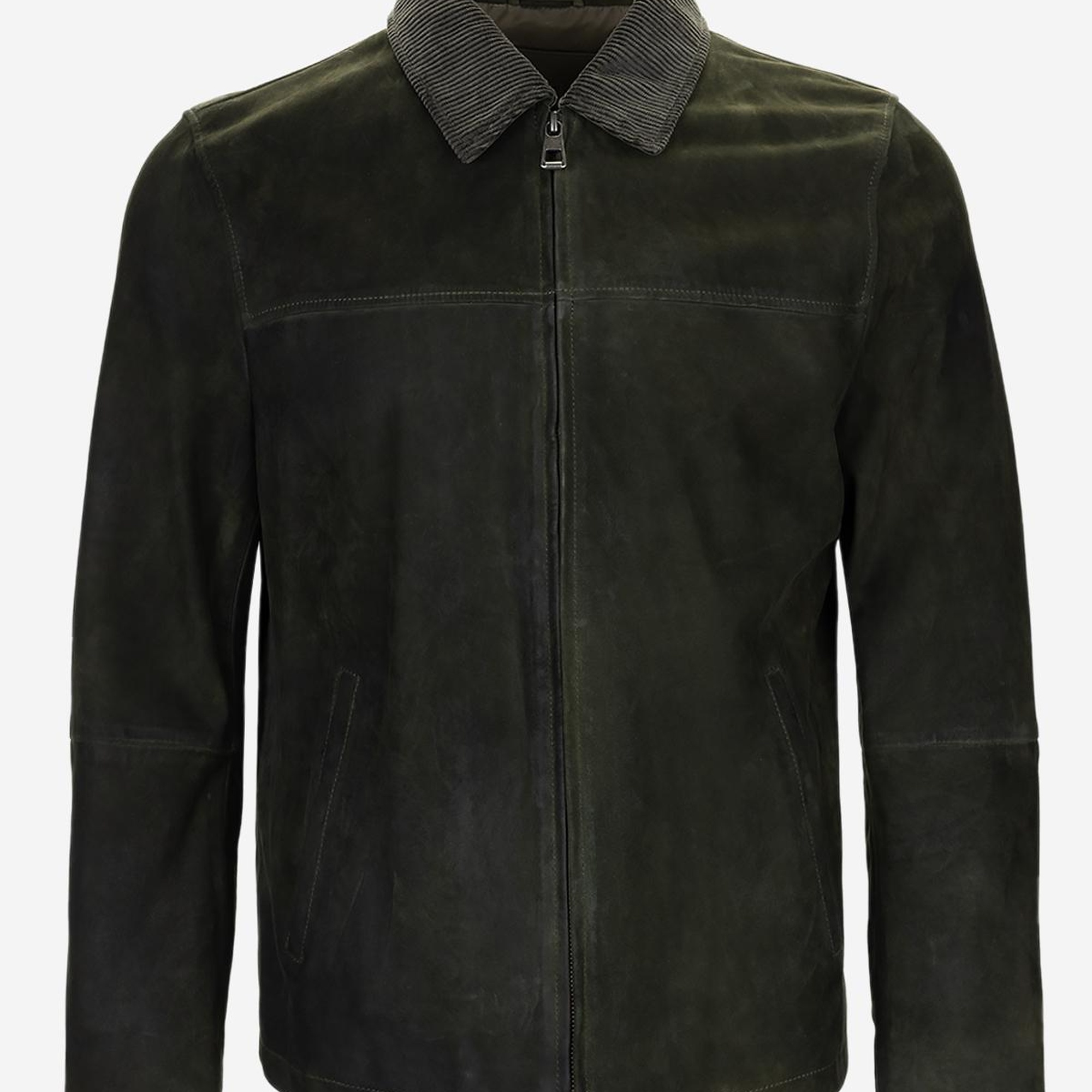 Valmenti Erkek Haki Hakiki Deri Deri Mont