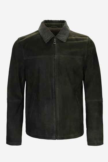  Valmenti Erkek Haki Hakiki Deri Deri Mont