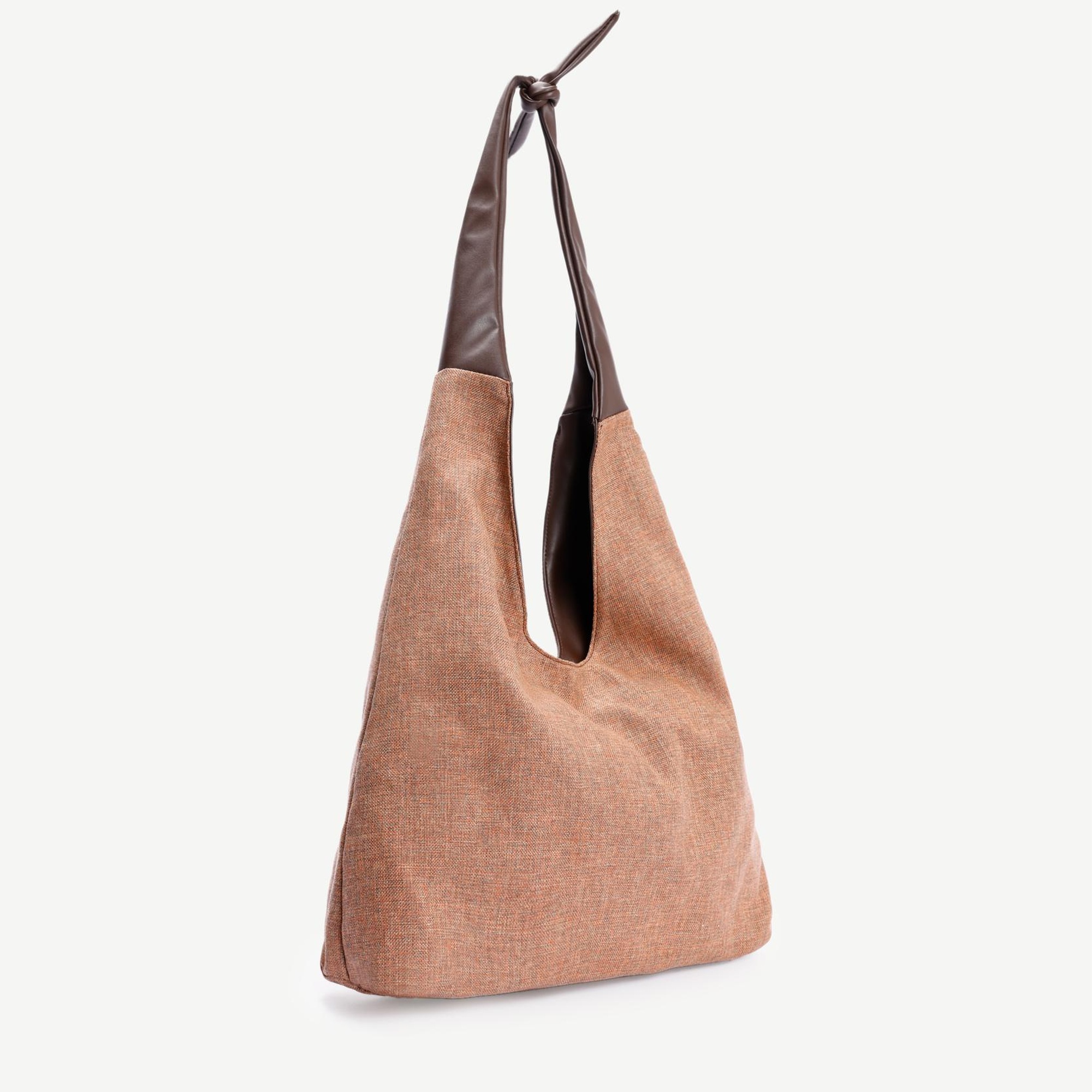 YARGICI Deri Garnili Bağlamalı Kumaş Çanta