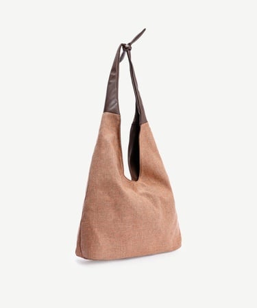  YARGICI Deri Garnili Bağlamalı Kumaş Çanta