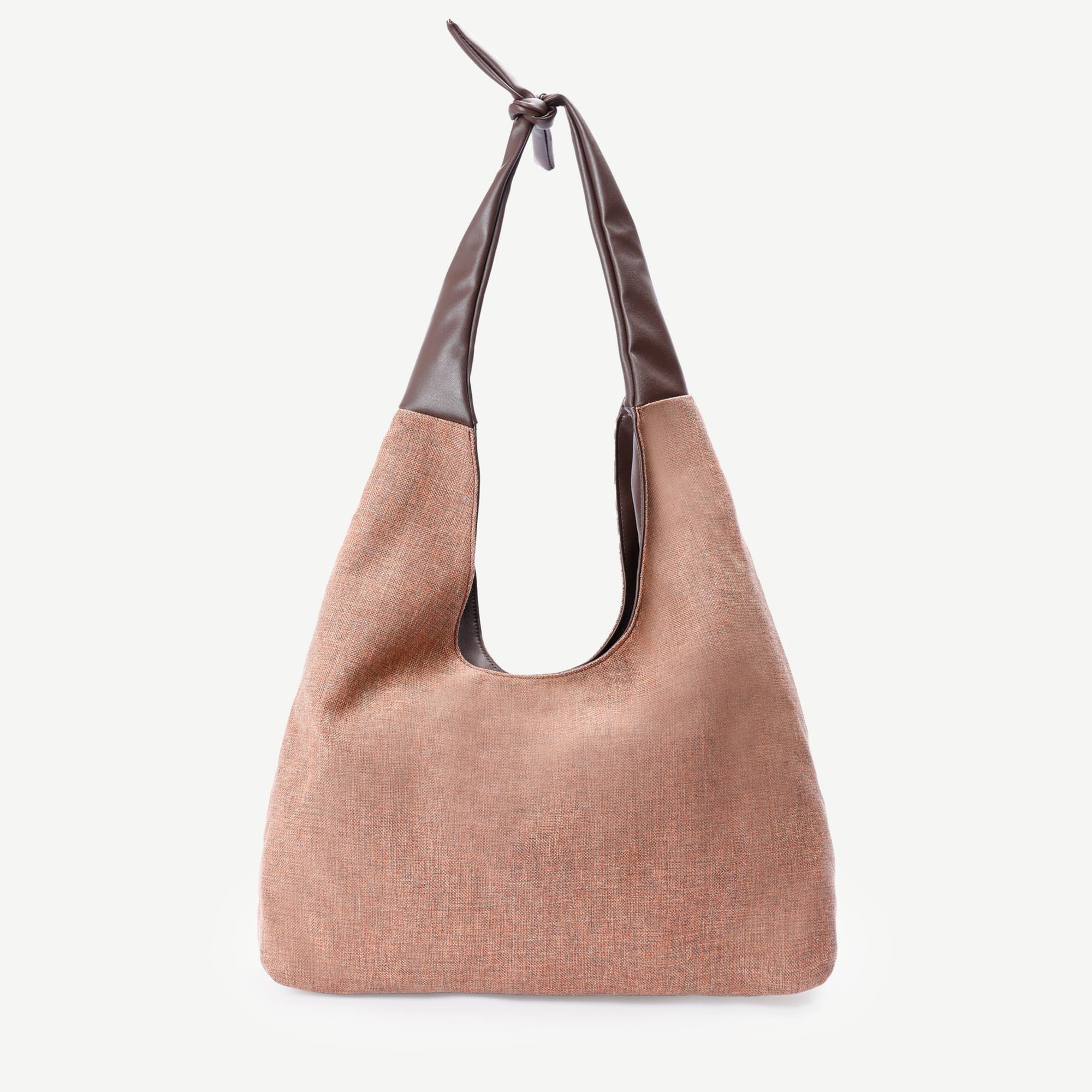 YARGICI Deri Garnili Bağlamalı Kumaş Çanta