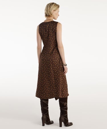  YARGICI Kemer Detaylı Kolsuz Kruvaze  Midi Boy Elbise