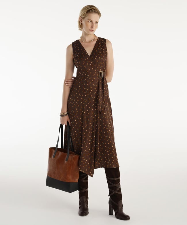  YARGICI Kemer Detaylı Kolsuz Kruvaze  Midi Boy Elbise