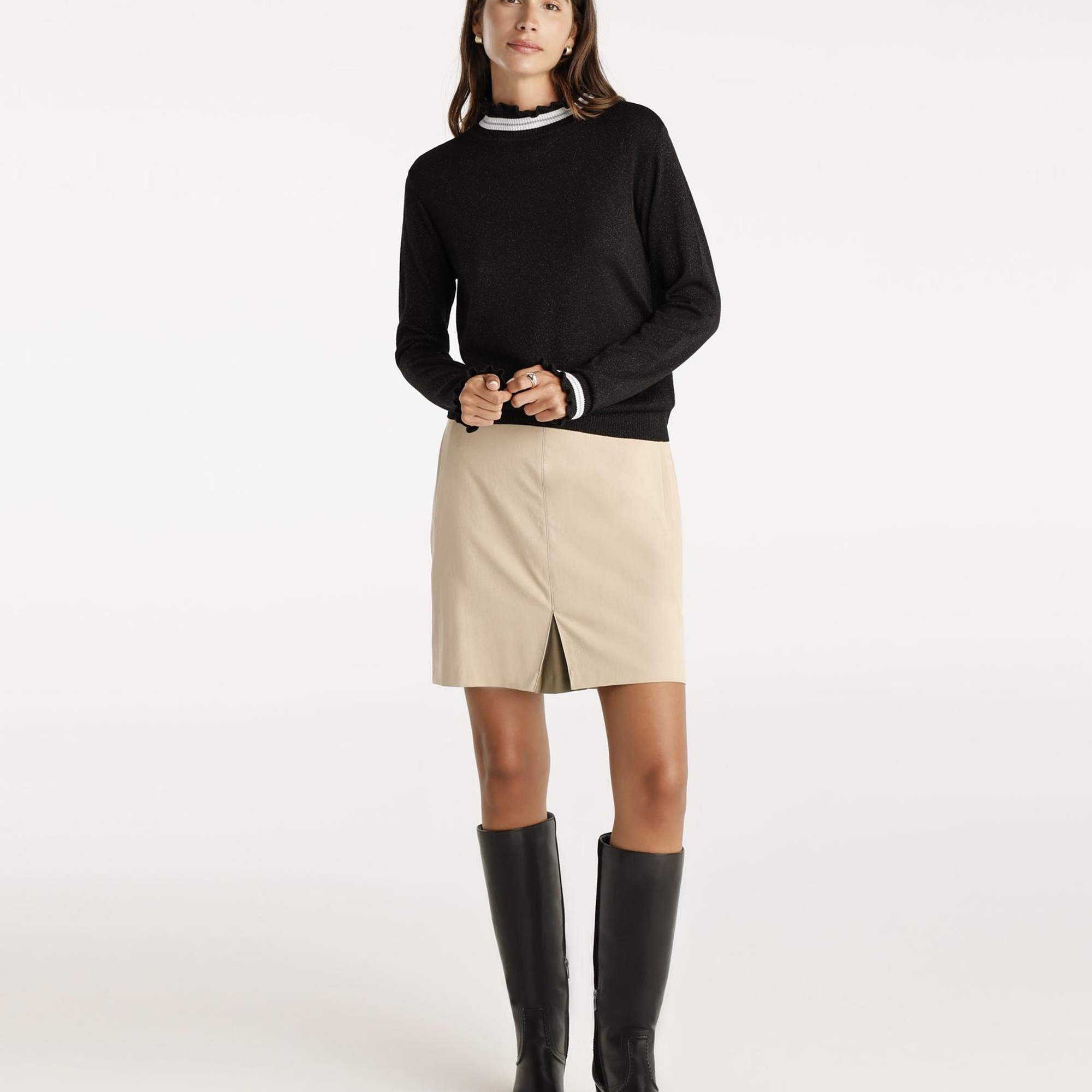 YARGICI Önü Kontrast Detaylı Kısa Etek