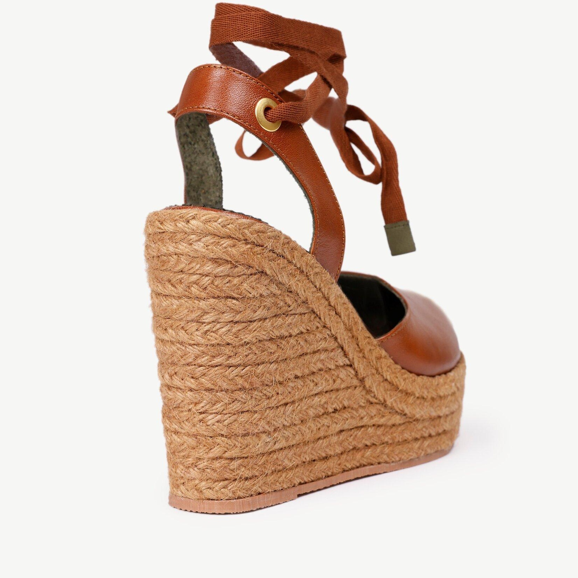 YARGICI Yüksek Taban Deri Espadril