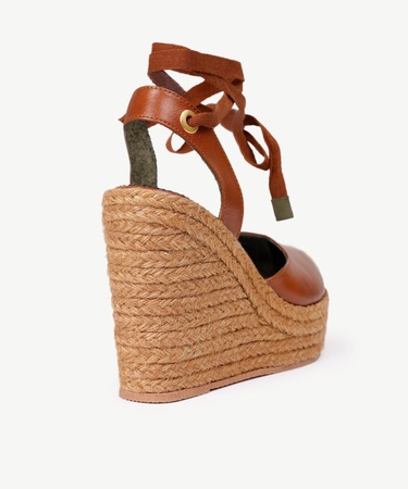  YARGICI Yüksek Taban Deri Espadril