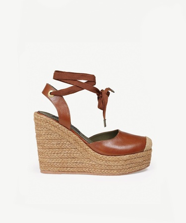  YARGICI Yüksek Taban Deri Espadril