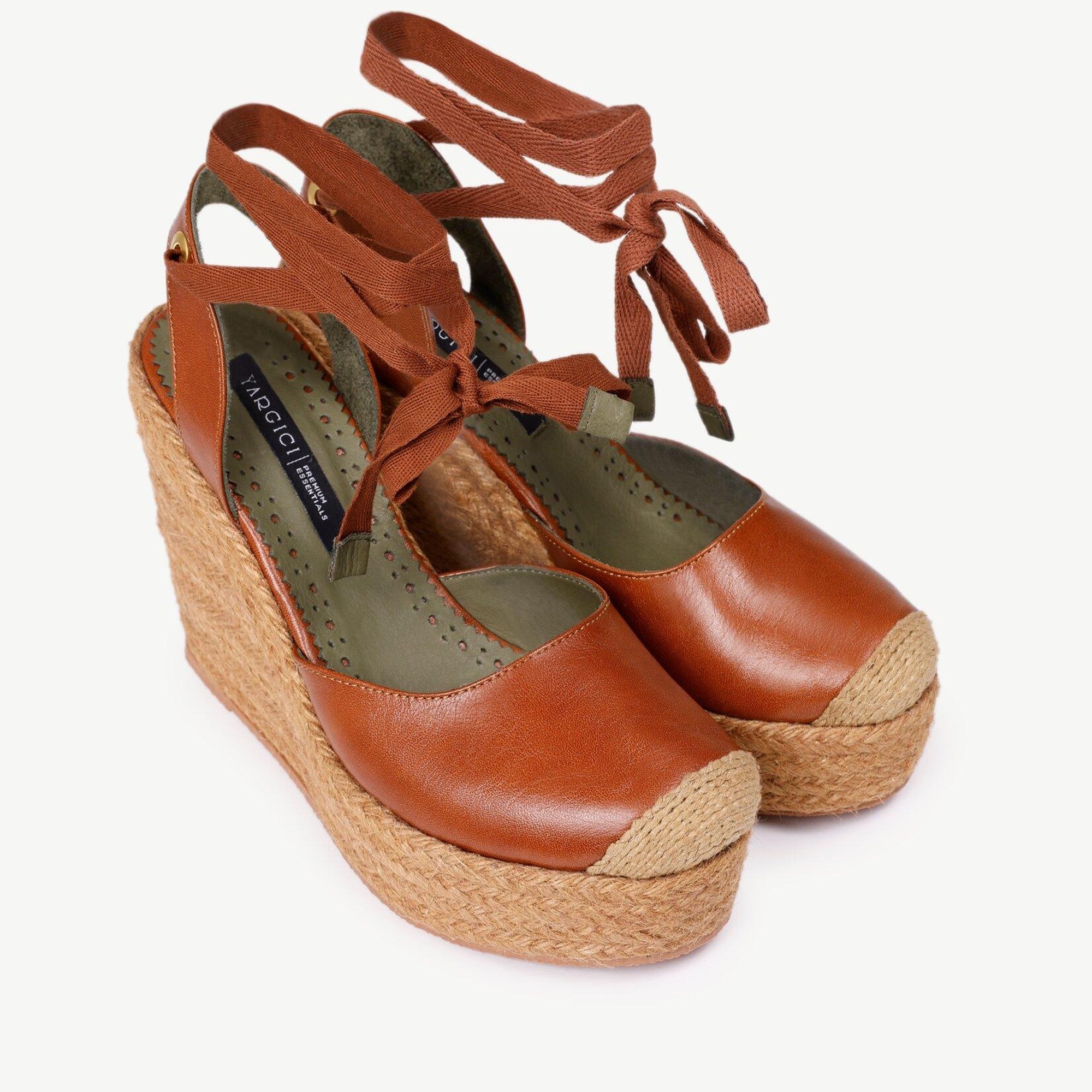 YARGICI Yüksek Taban Deri Espadril