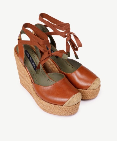  YARGICI Yüksek Taban Deri Espadril