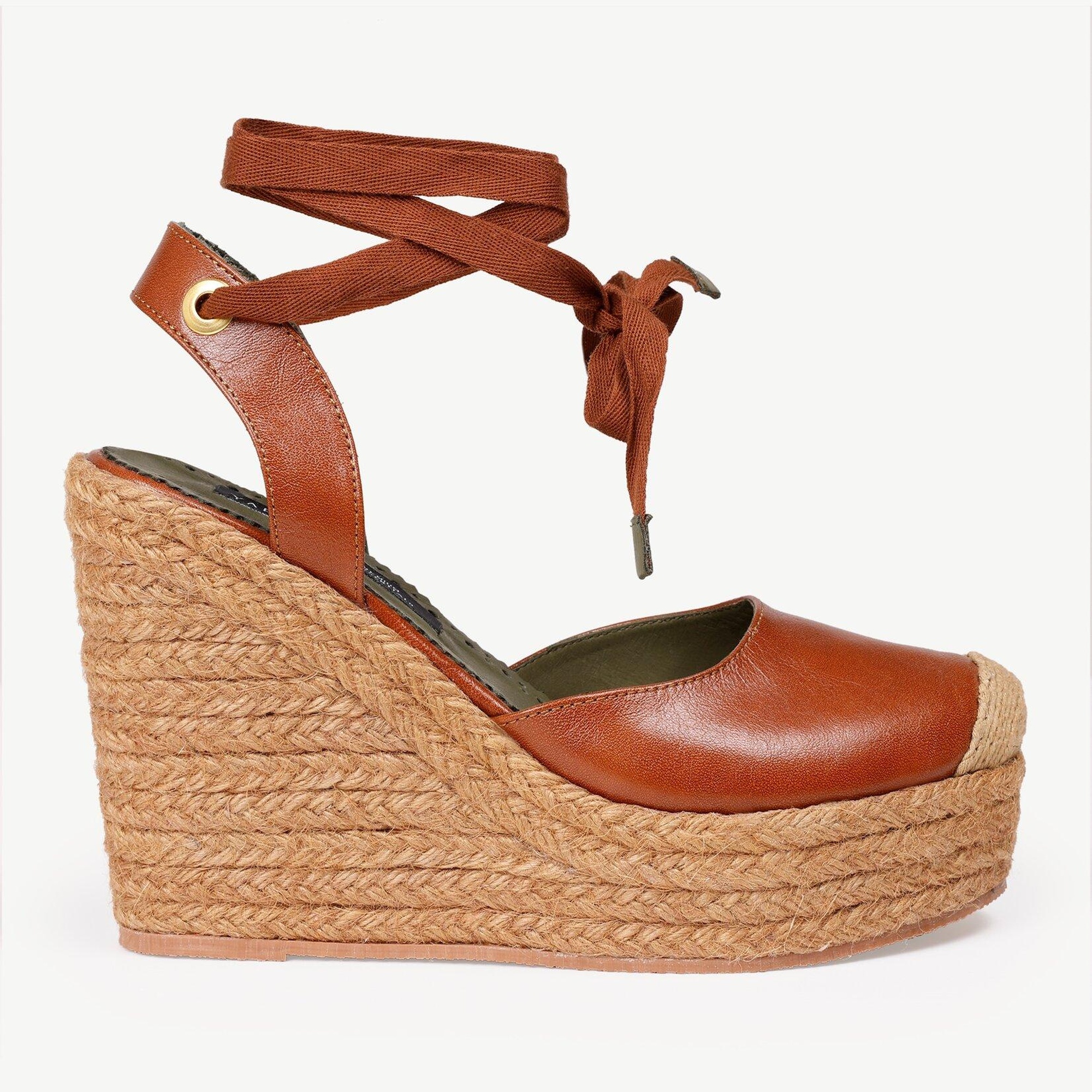 YARGICI Yüksek Taban Deri Espadril