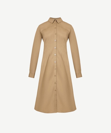  YARGICI Pens Detaylı Uzun Kollu Gömlek Elbise