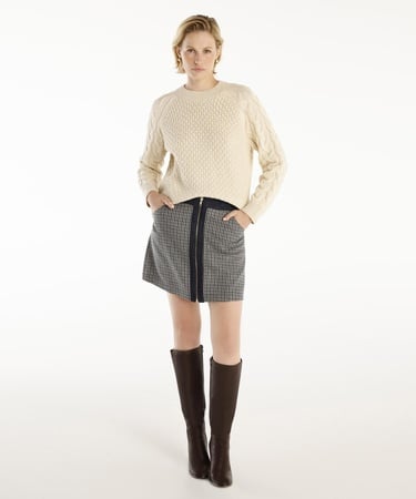  YARGICI A-Line Önü Fermuarlı Cepli Denim Detaylı Kısa Etek