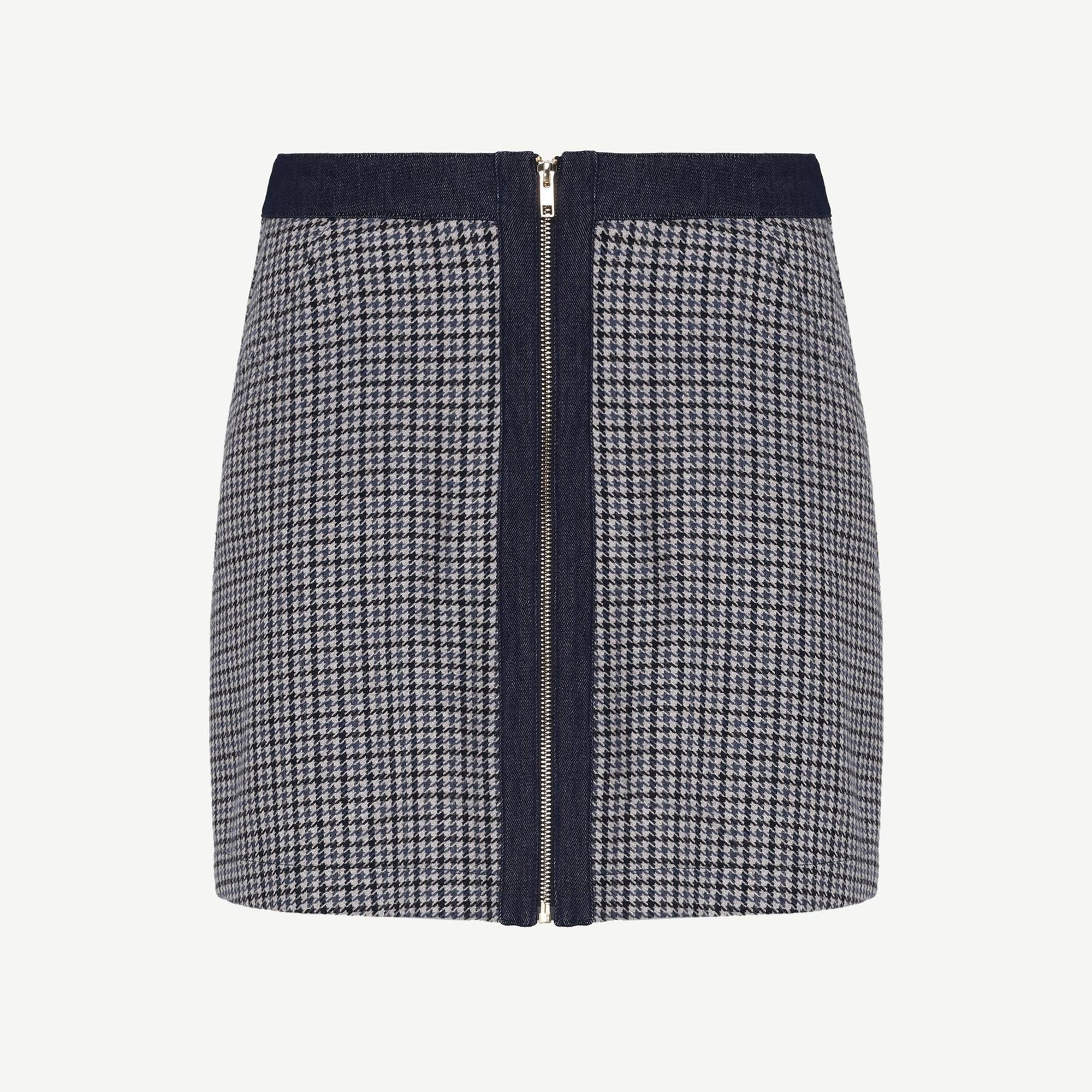 YARGICI A-Line Önü Fermuarlı Cepli Denim Detaylı Kısa Etek