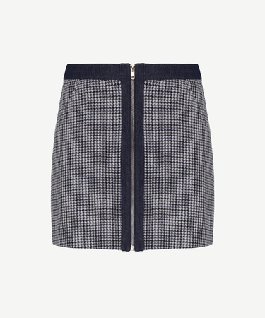  YARGICI A-Line Önü Fermuarlı Cepli Denim Detaylı Kısa Etek