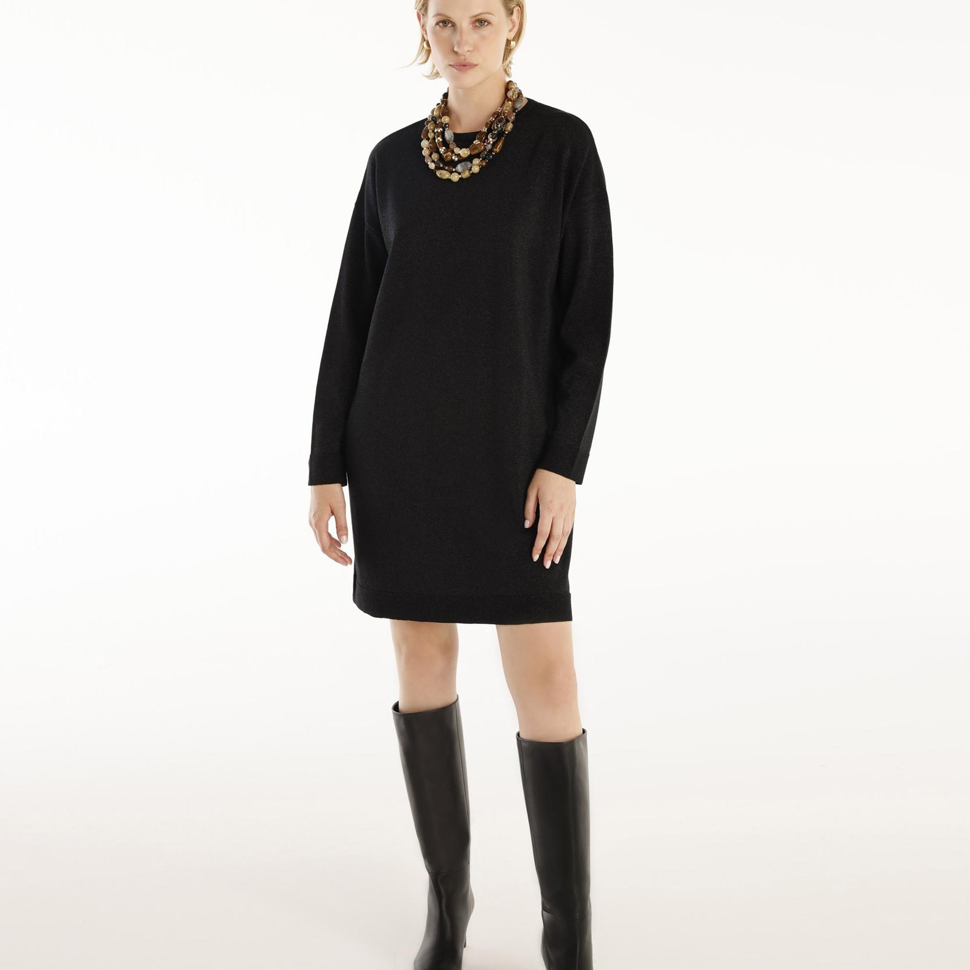 YARGICI Bisiklet Yaka Diz Üstü Triko Elbise