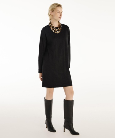  YARGICI Bisiklet Yaka Diz Üstü Triko Elbise