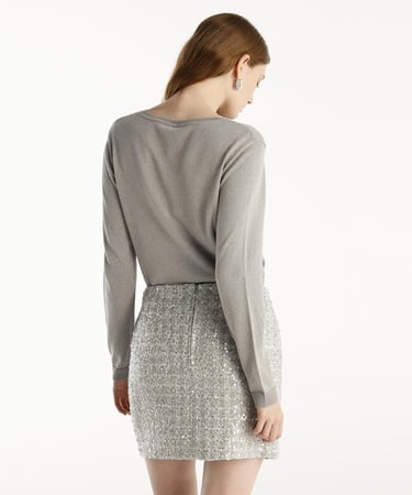  YARGICI Payetli Düz Kalıp Kısa Etek