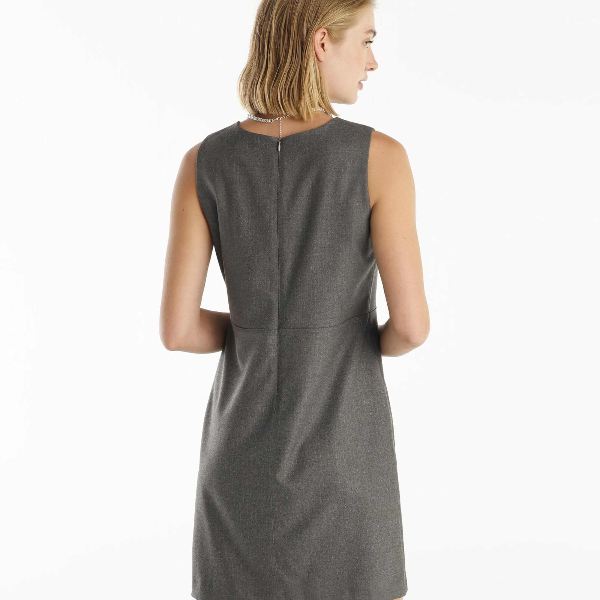 YARGICI Pensli Bisiklet Yaka Kolsuz Kısa Elbise