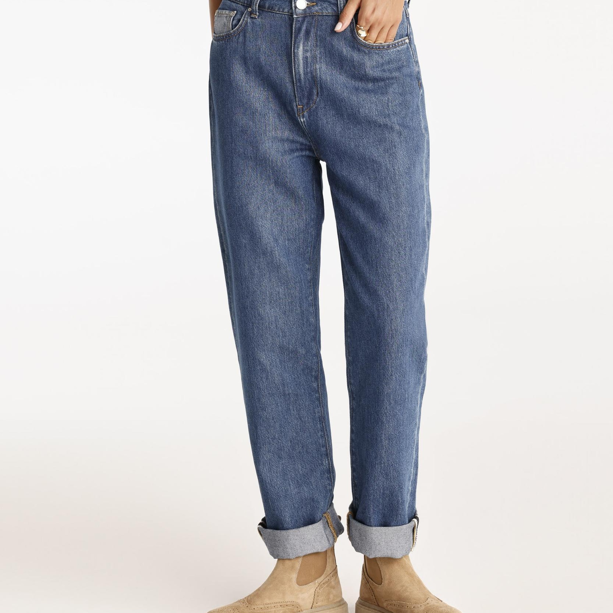 YARGICI Paça Katlamalı Yüksek Belli Düz Paça Pantolon